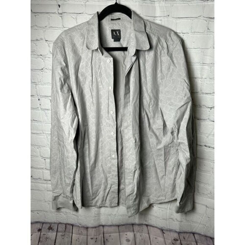 A|X‎ Armani Exchange White Snake Print Button-Up Shirt Elegant Casual Wear